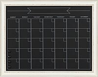 Kate and Laurel Macon Magnetic Framed Chalkboard Monthly Calendar, 22-15/16in x 28-15/16in, Black, White Plastic Frame