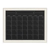 Kate and Laurel Macon Magnetic Framed Chalkboard Monthly Calendar, 22-15/16in x 28-15/16in, Black, White Plastic Frame