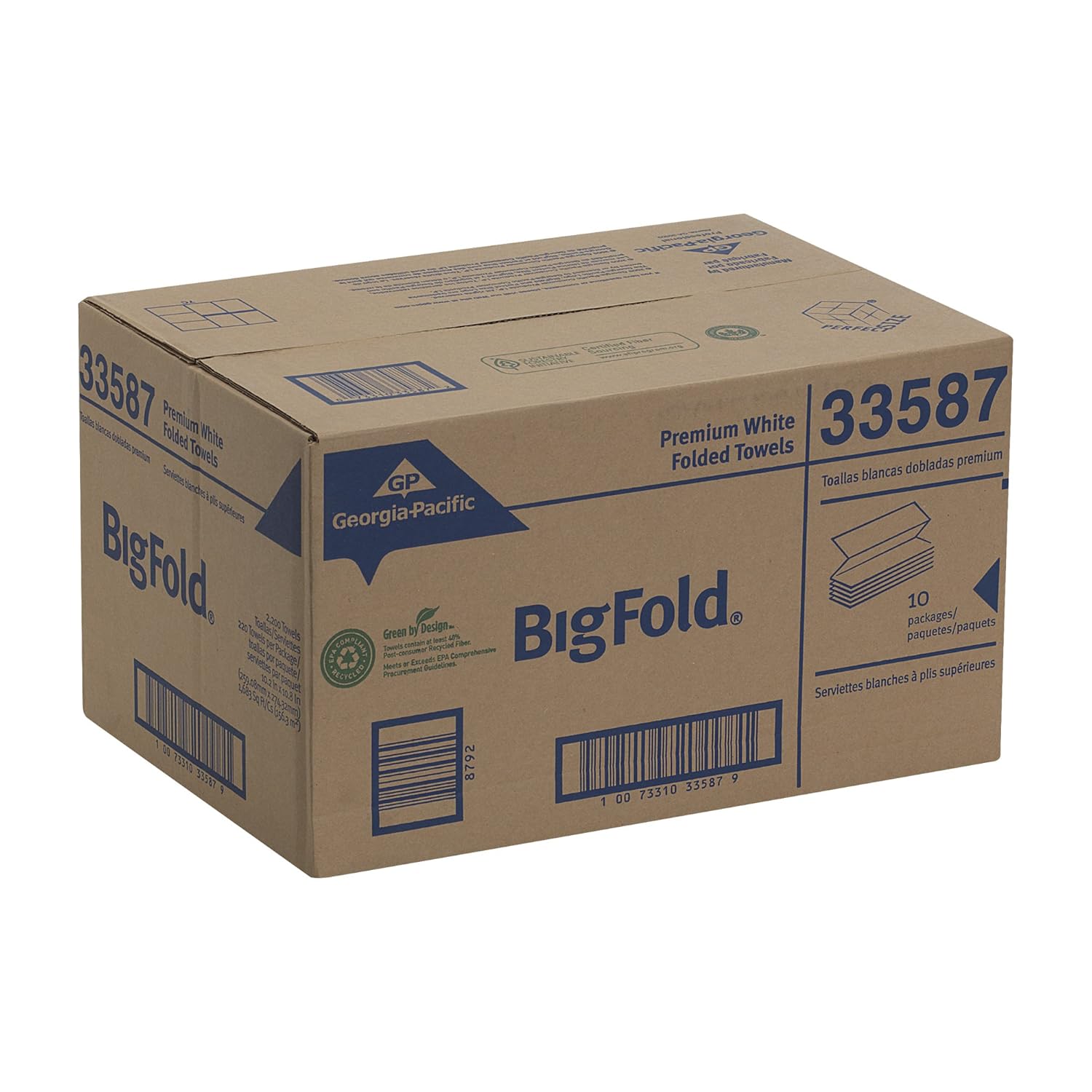 Pacific Blue Ultra Bigfold Recycled Paper Towels by GP PRO (Georgia-Pacific), 33587, 220 Paper Towels Per Pack