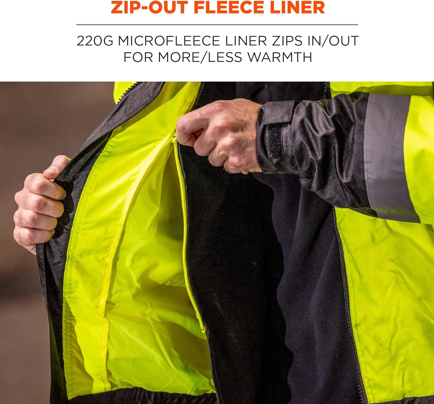 Ergodyne GloWear 8379 Type R Class 3 High-Visibility Fleece-Lined Bomber Jacket