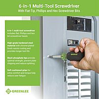 Greenlee 0153-42C 6-in-1 Multi-Tool Screwdriver with Flat-Tip, Phillips, and Hex Bits