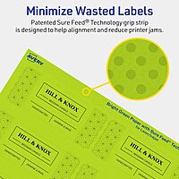 AVERY Printable Rectangle Labels, Sure Feed Technology, 1-1/2" x 3-3/4", Bright Green, Print-to-The-Edge