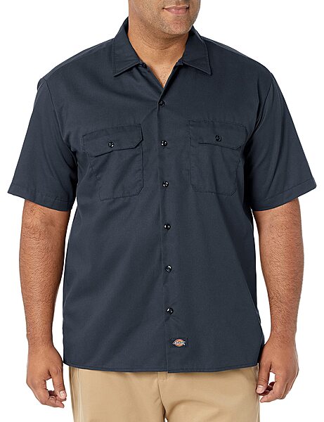 DICKIES Men's Short Sleeve Twill Work Shirt - Button-Front
