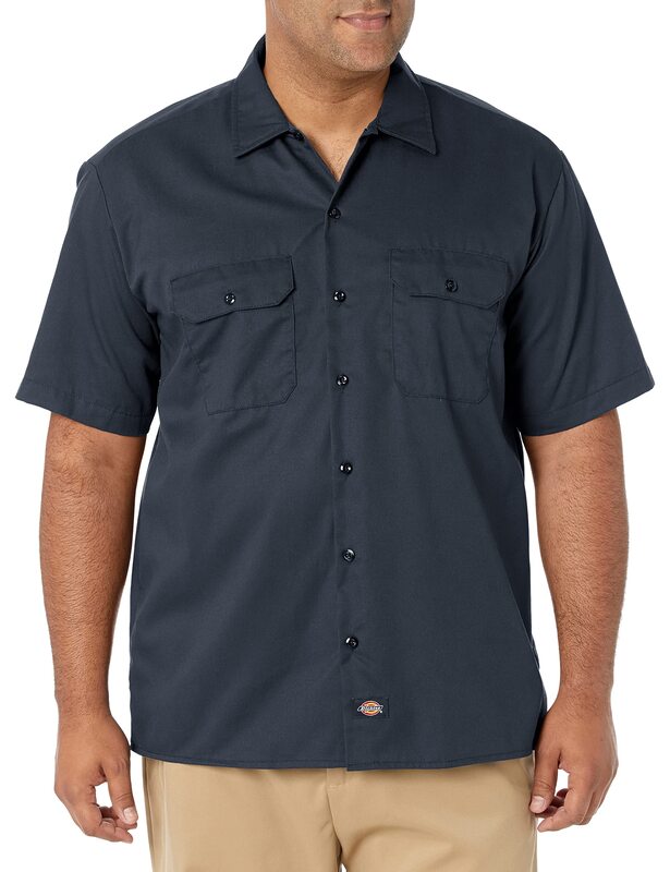 DICKIES Men's Short Sleeve Twill Work Shirt - Button-Front