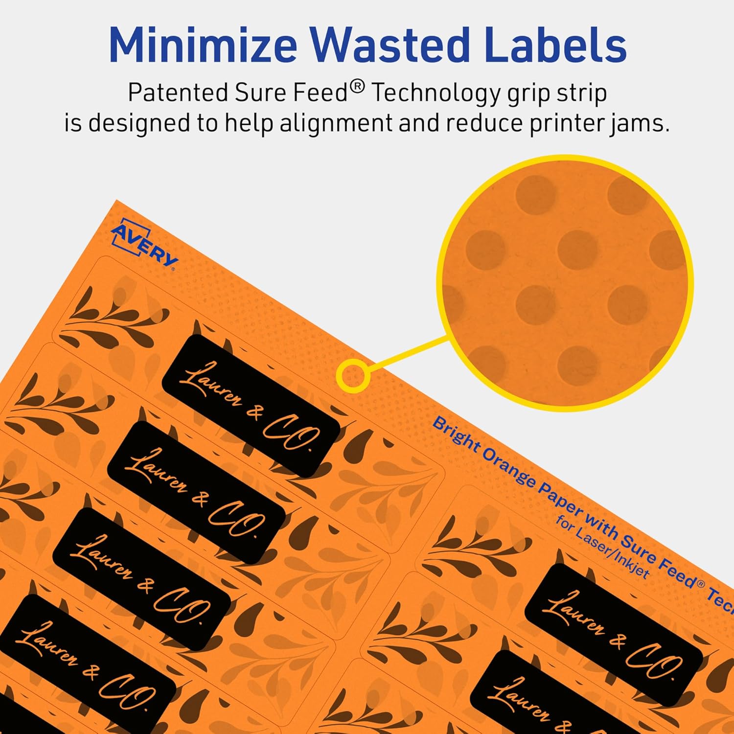 Avery Printable Rectangle Labels, Sure Feed Technology, 1" x 4", Bright Orange Labels, Laser/Inkjet Printable, 200 Total