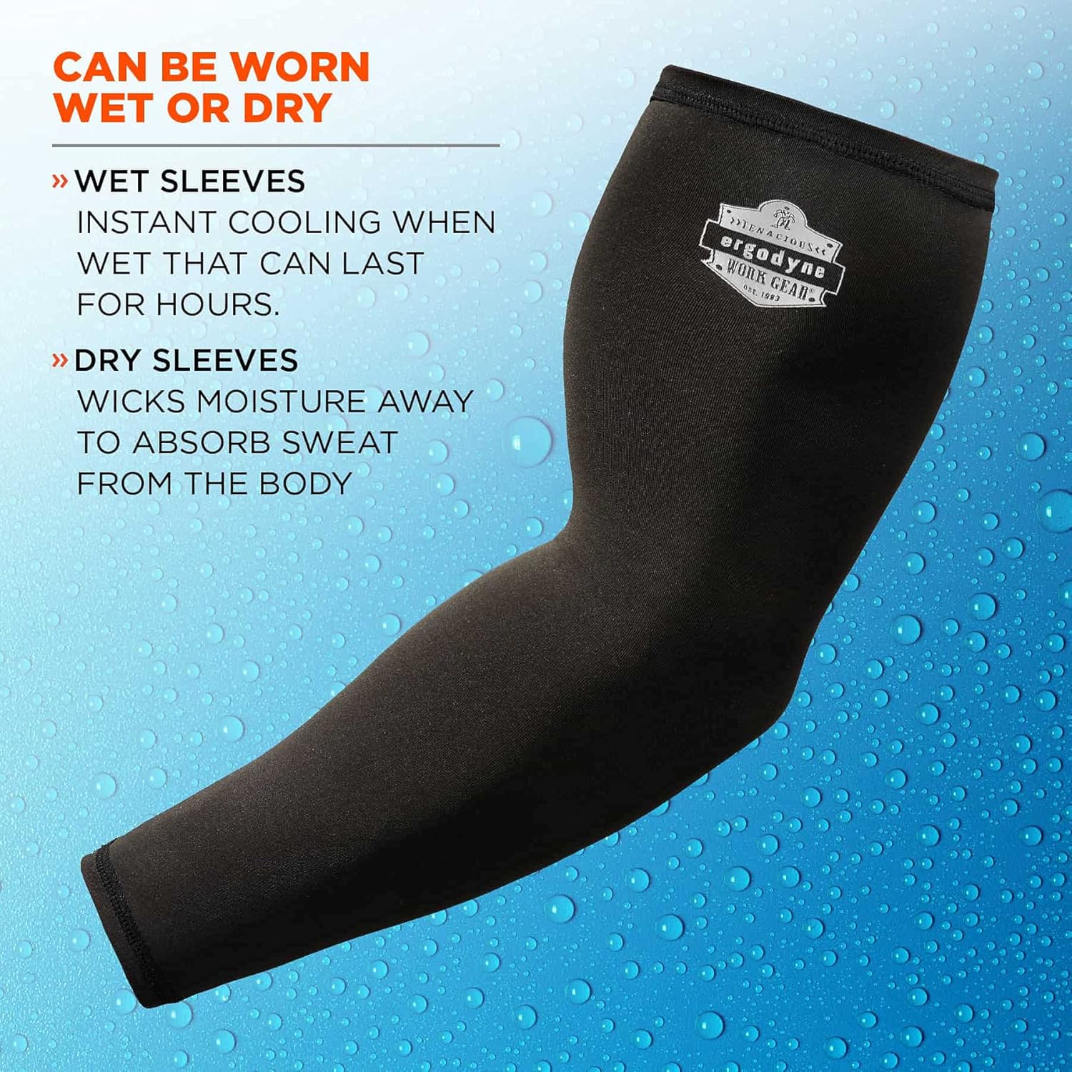 ERGODYNE Chill-Its 6690 Cooling Arm Sleeves, UPF 50+ Sun Protection