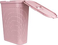 Mind Reader 40L Slim Laundry Hamper with Lid, Wicker-Style Plastic