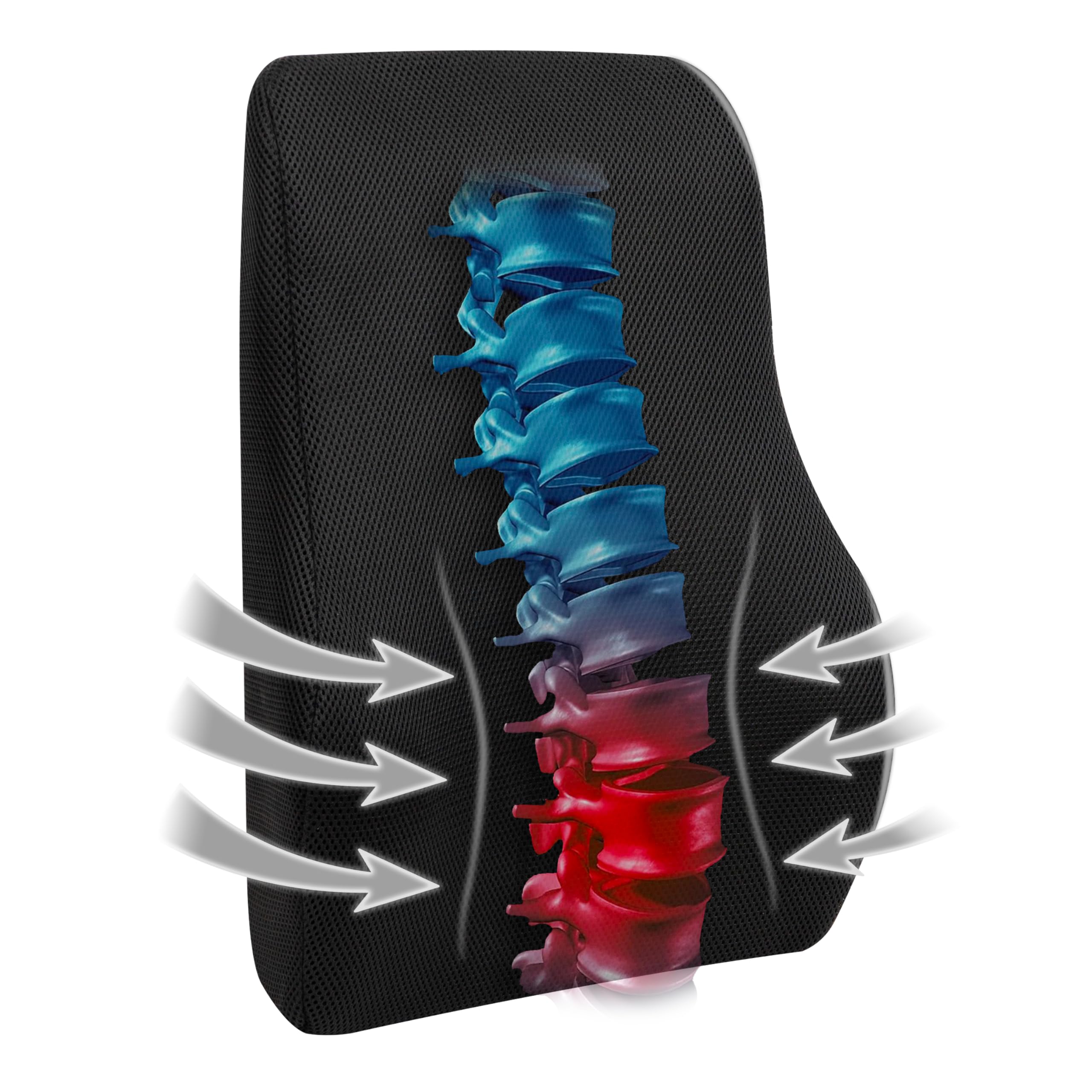 MIND READER Air-Cloud Lumbar Cushion, Memory Foam Back Support