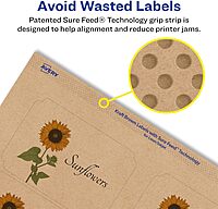 Avery Kraft Brown Rectangle Scalloped Labels, Sure Feed Technology, 2" x 3", 120 Kraft Brown Labels, Print-to-The-Edge, Laser/Inkjet Printable 120 labels