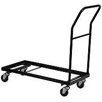 Flash Furniture Kaden L-Shaped Folding Chair Dolly for Large Events, Commercial Grade Steel Folding Chair Cart, Holds up to 36 Chairs, Black Notes