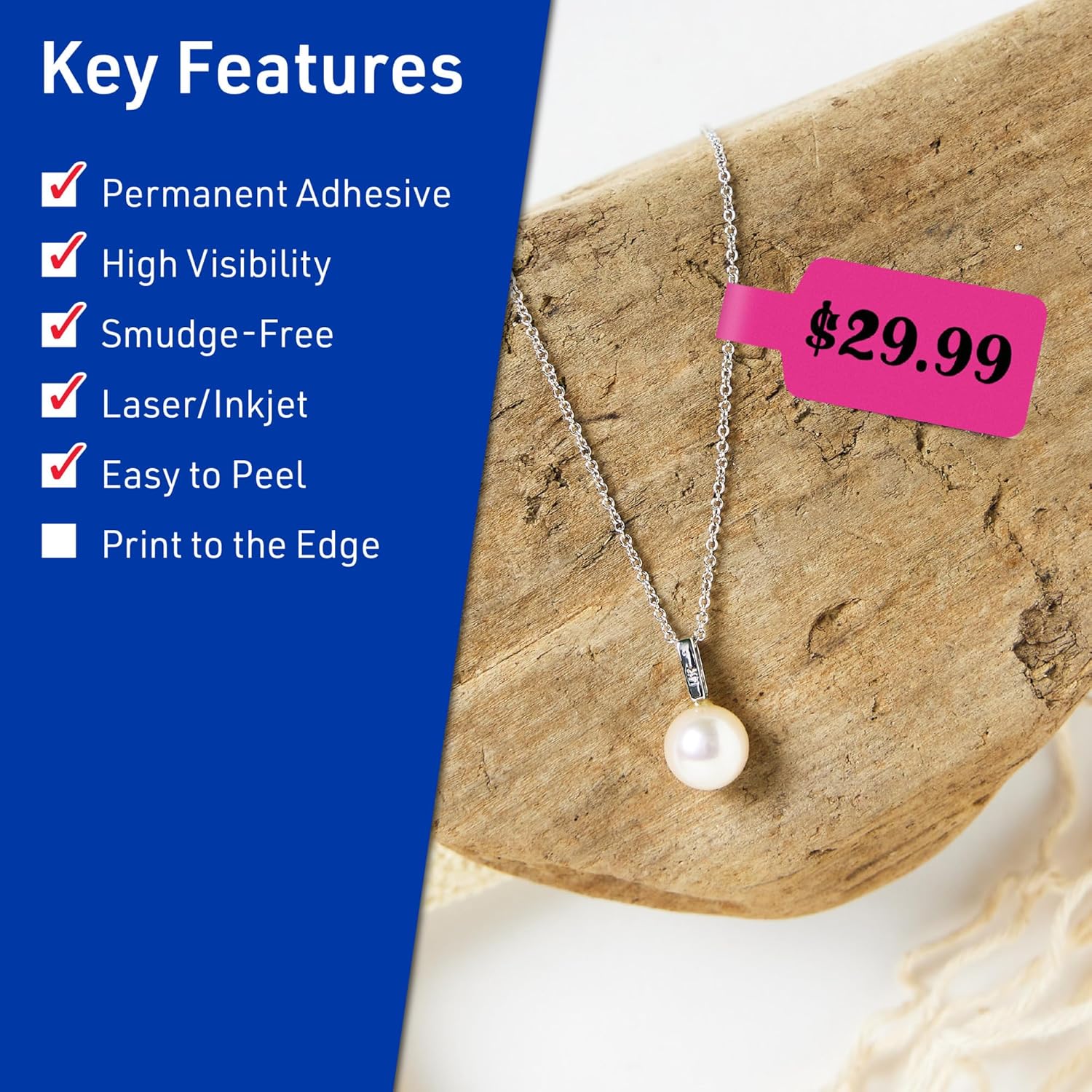 Avery Printable Barbell Labels, Sure Feed Technology, 1/2" x 2-1/2", Neon Magenta Labels, Laser/Inkjet Printable, 450 Total