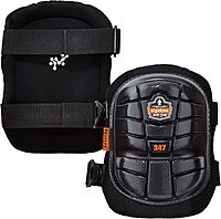 Ergodyne ProFlex 347 Professional Knee Pads, Protective Long Cap, Lighweight Gel Padded Technology, Adjustable Straps, Black