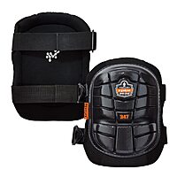 Ergodyne ProFlex 347 Professional Knee Pads, Protective Long Cap, Lighweight Gel Padded Technology, Adjustable Straps, Black