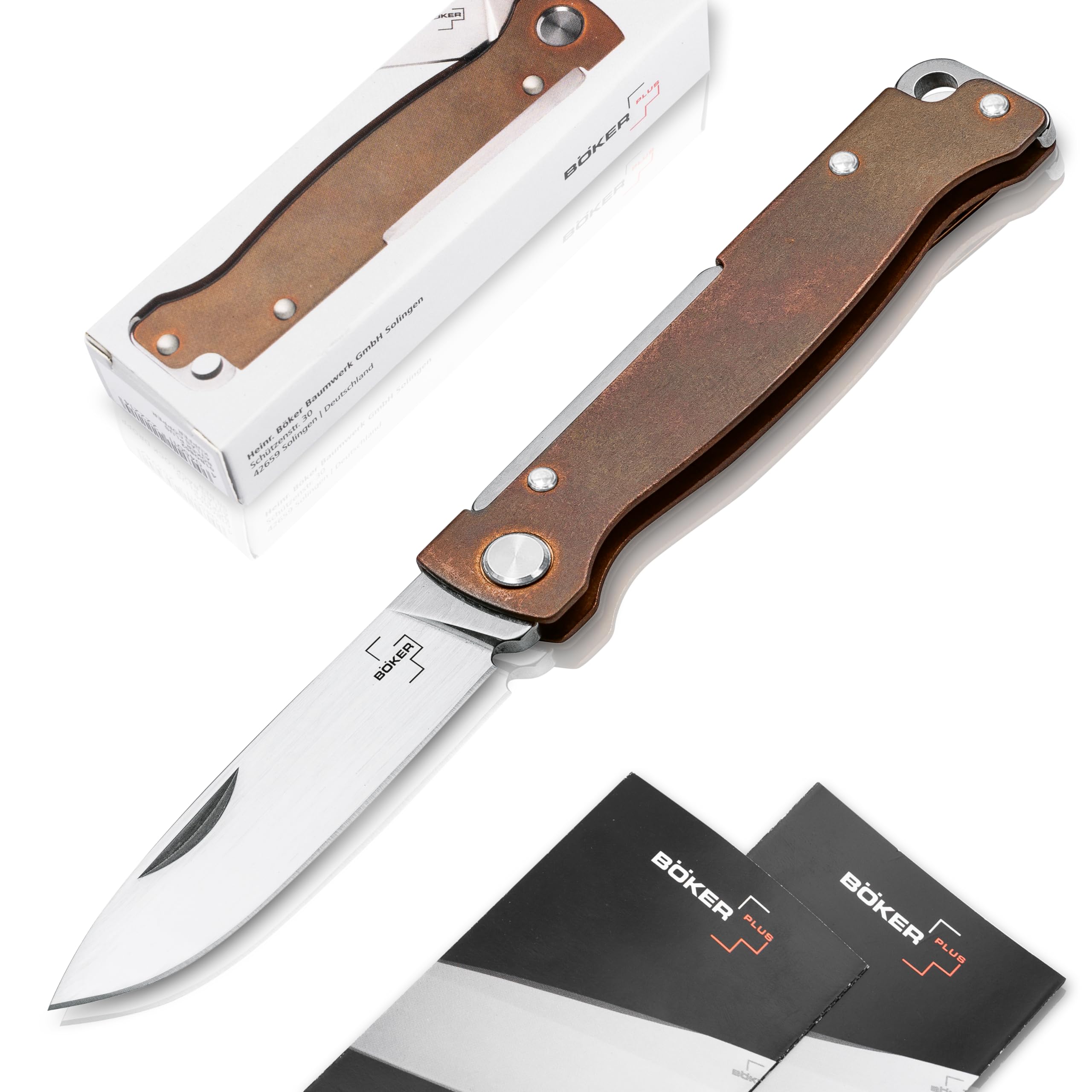 BÖKER PLUS® Atlas knife - small slipjoint folding pocket knife - metal handle - EDC full metal - Vintage Sandvik knife