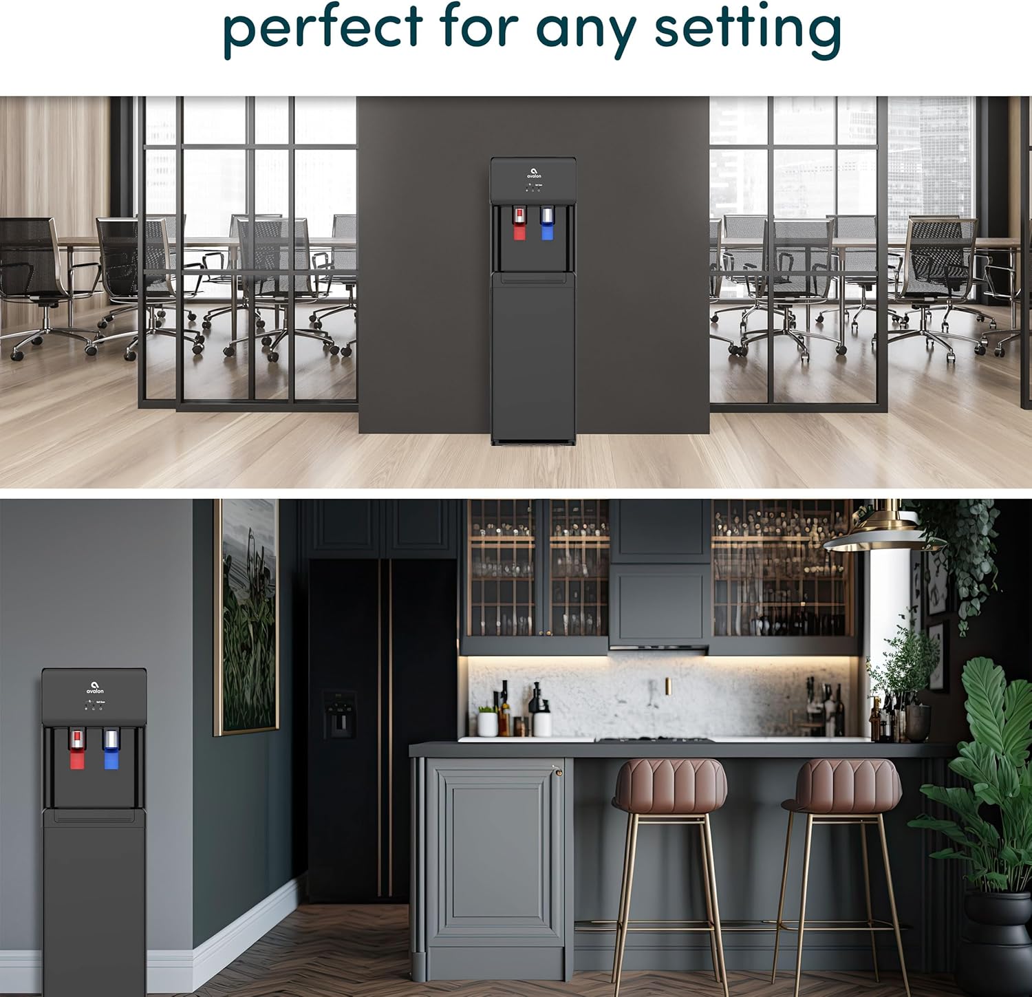 Avalon A6BLWTRCLRBLK Touchless Bottom Loading Cooler Dispenser-Hot & Cold Water, Child Safety Lock, Innovative Slim Design