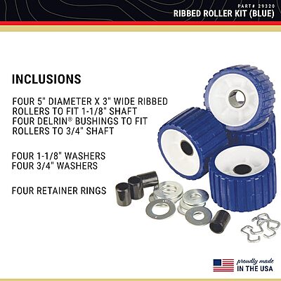 C.E. Smith Ribbed Roller Replacement Kit - 4-Pack - Blue