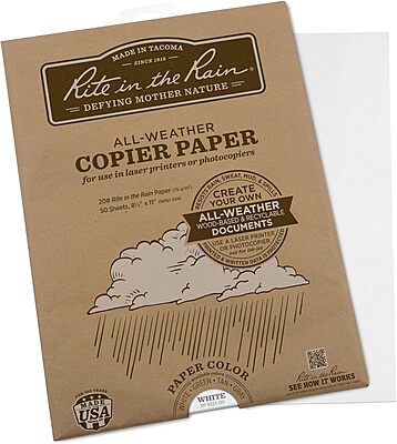 RITE IN THE RAIN Weatherproof Copier Paper, 8.5" x 11", 20# White