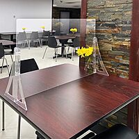 Azar Displays Protective Sneeze Guard for Counter and Desk - Portable Plexiglass Barrier (Pack of 2)