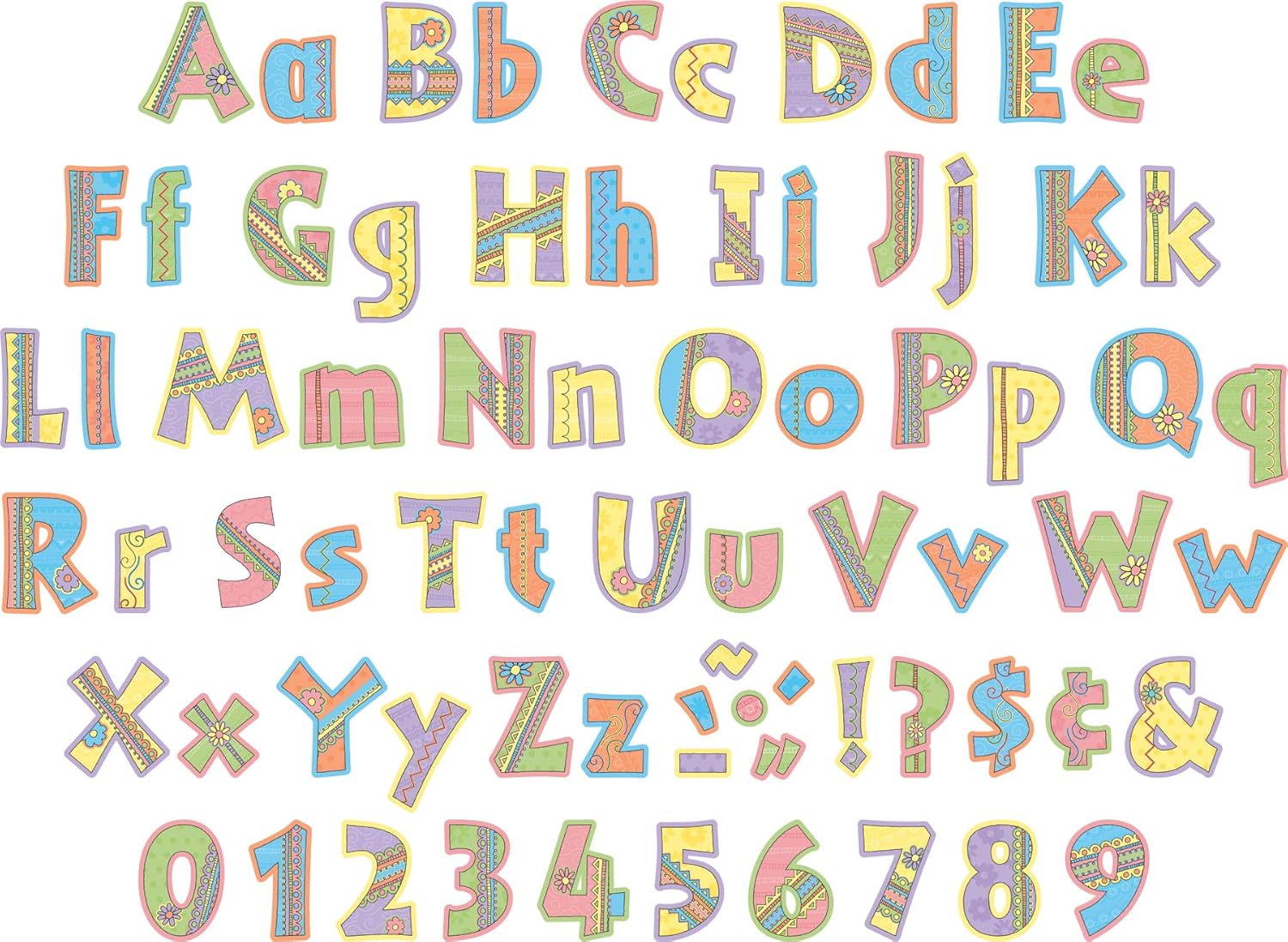 Barker Creek Letter Pop-Outs, 4" Pink Lemonade, Multicolor Designer Letters for Bulletin Boards, Breakrooms, Reception Areas