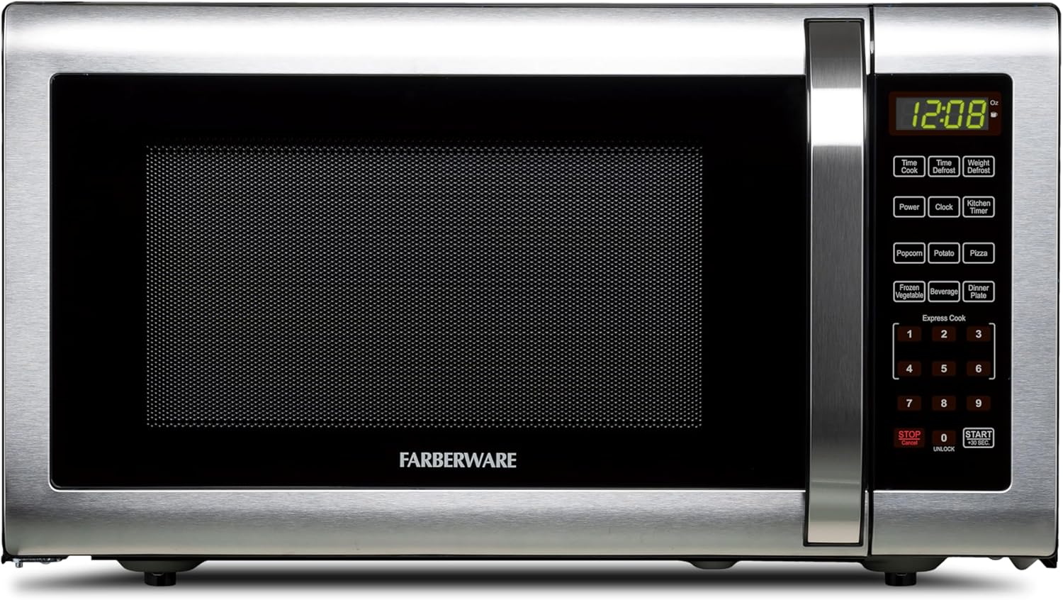 Farberware 1.6 Cu. Ft. Countertop Microwave Oven – 1100 Watts Power, Auto Cook Settings, Defrost