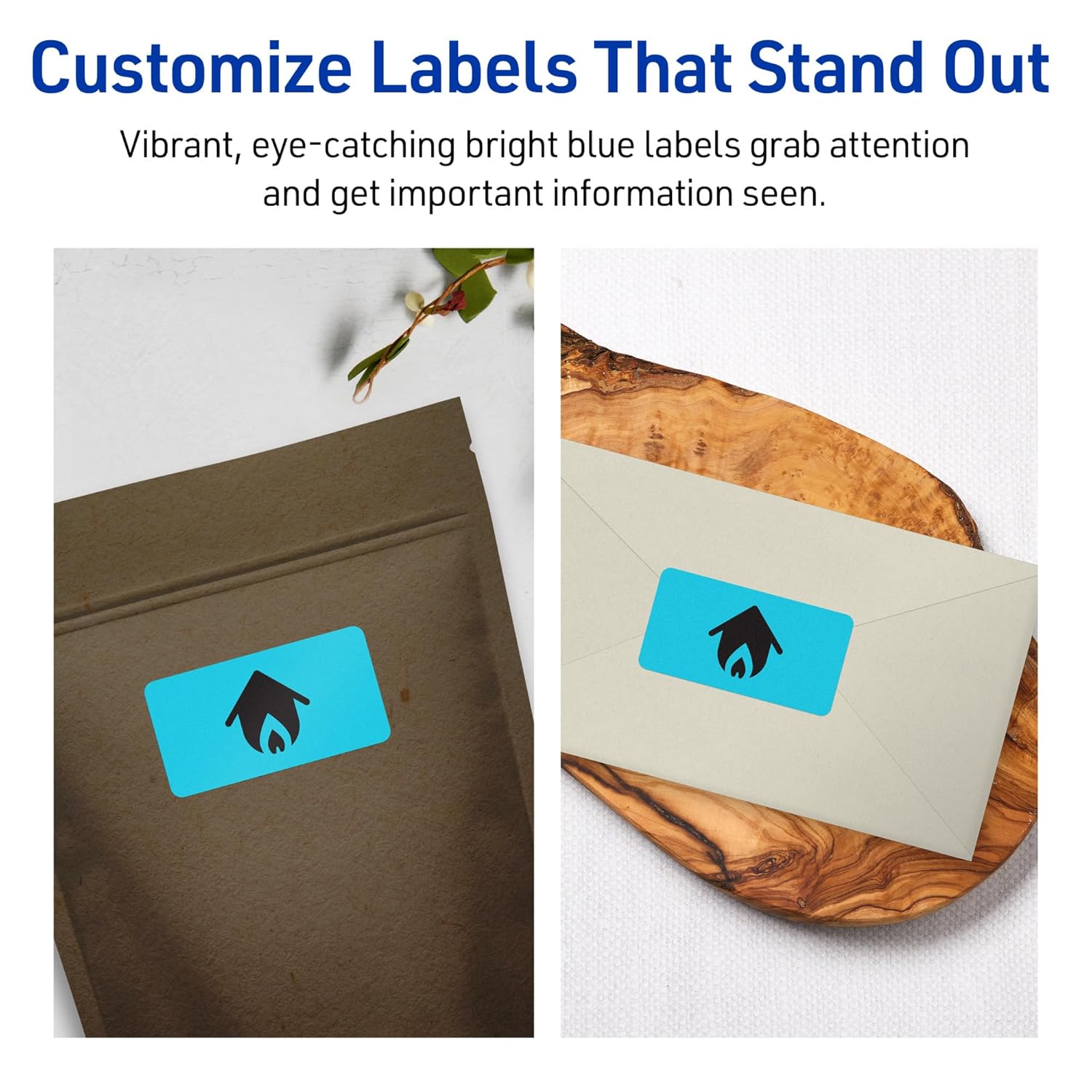 Avery Printable Rectangle Labels, Sure Feed Technology, 1" x 2-5/8", Bright Blue Labels, Print-to-The-Edge