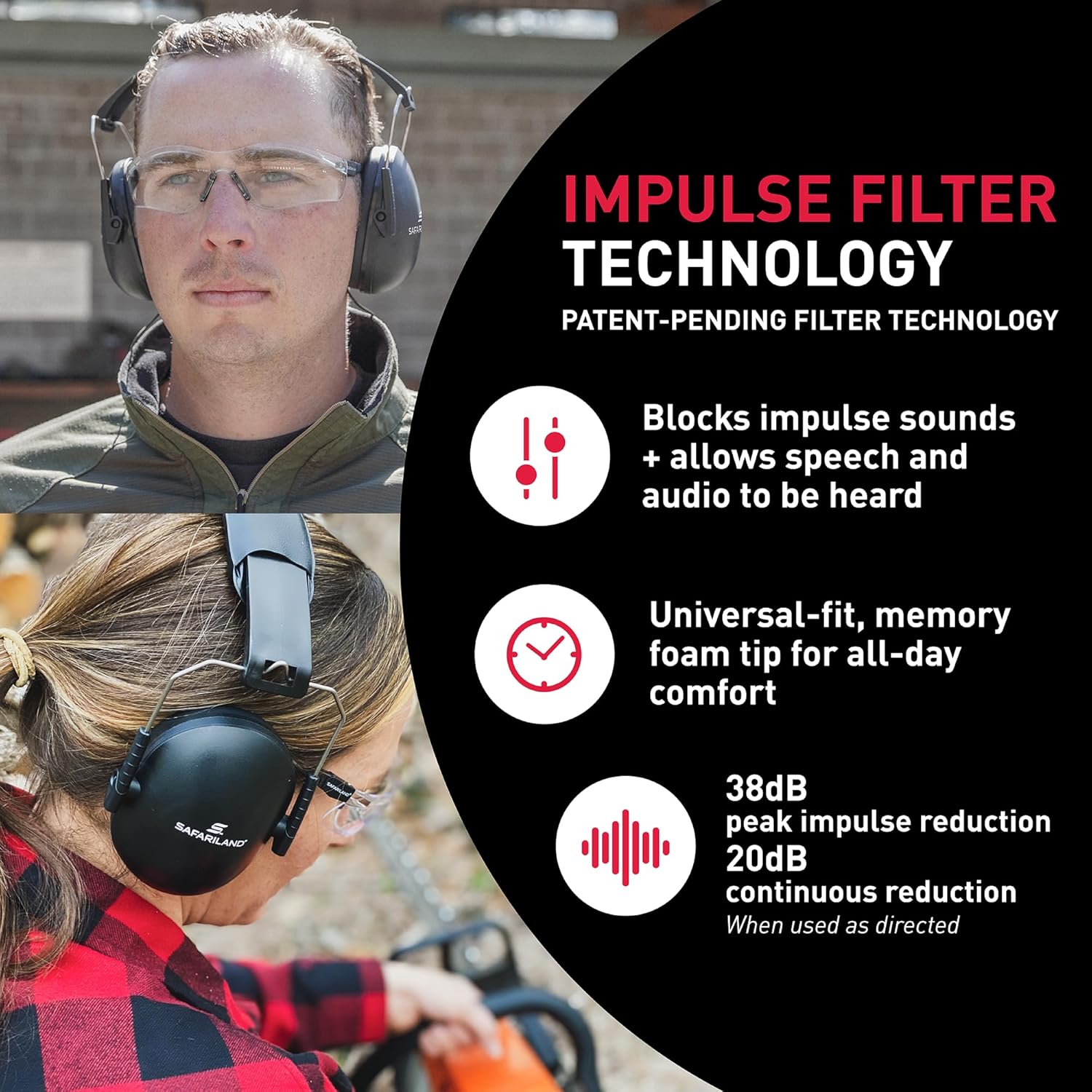 Safariland Impluse Range Kit - Includes Foam Impulse Hearing Protection, Ultra Compact Earmuffs