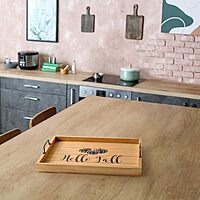 Elegant Designs Decorative Wood Serving Tray w/Handles