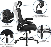 Flash Furniture Kelista High-Back Swivel Office Chair with Adjustable Lumbar Support and Seat Height
