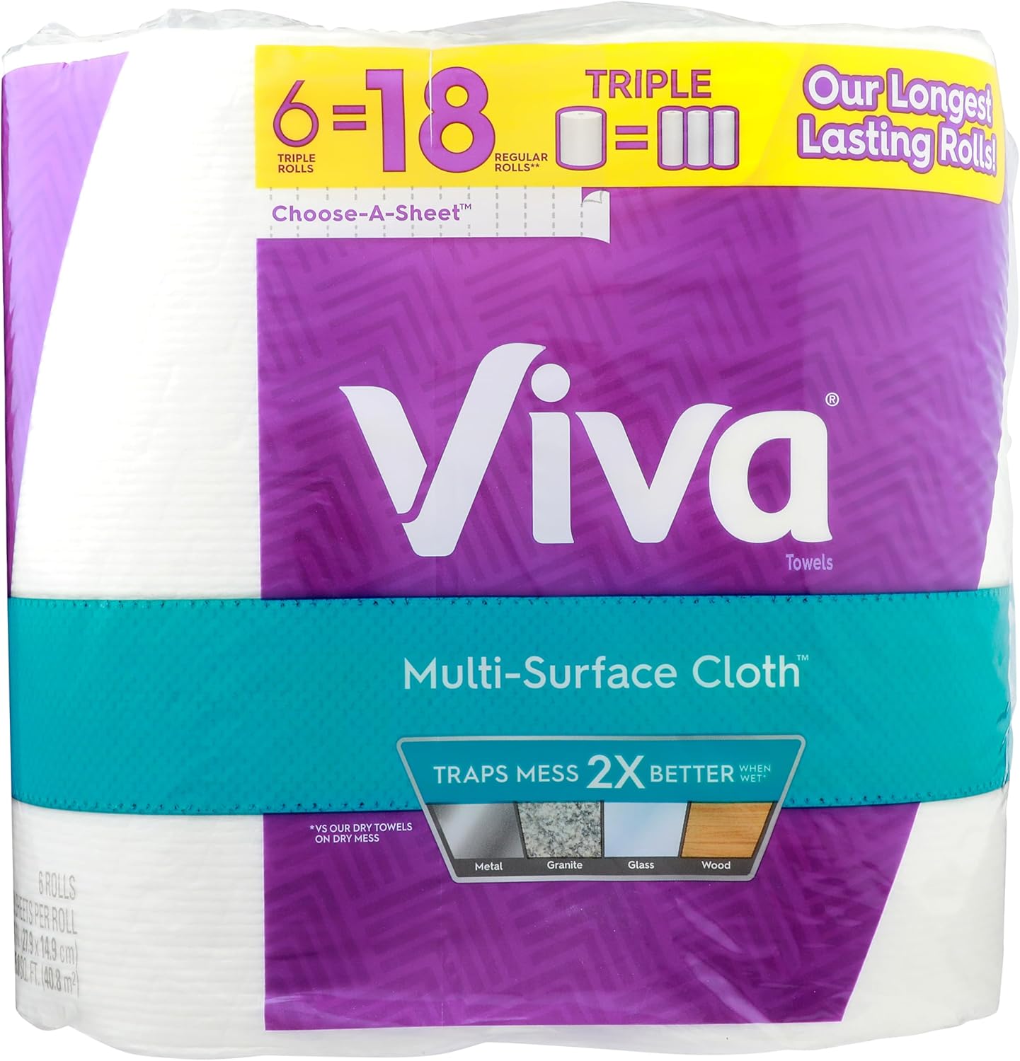 Viva Choose-A-Sheet Paper Towels, White, 165 Sheets Per Roll, Pack Of 6 Rolls