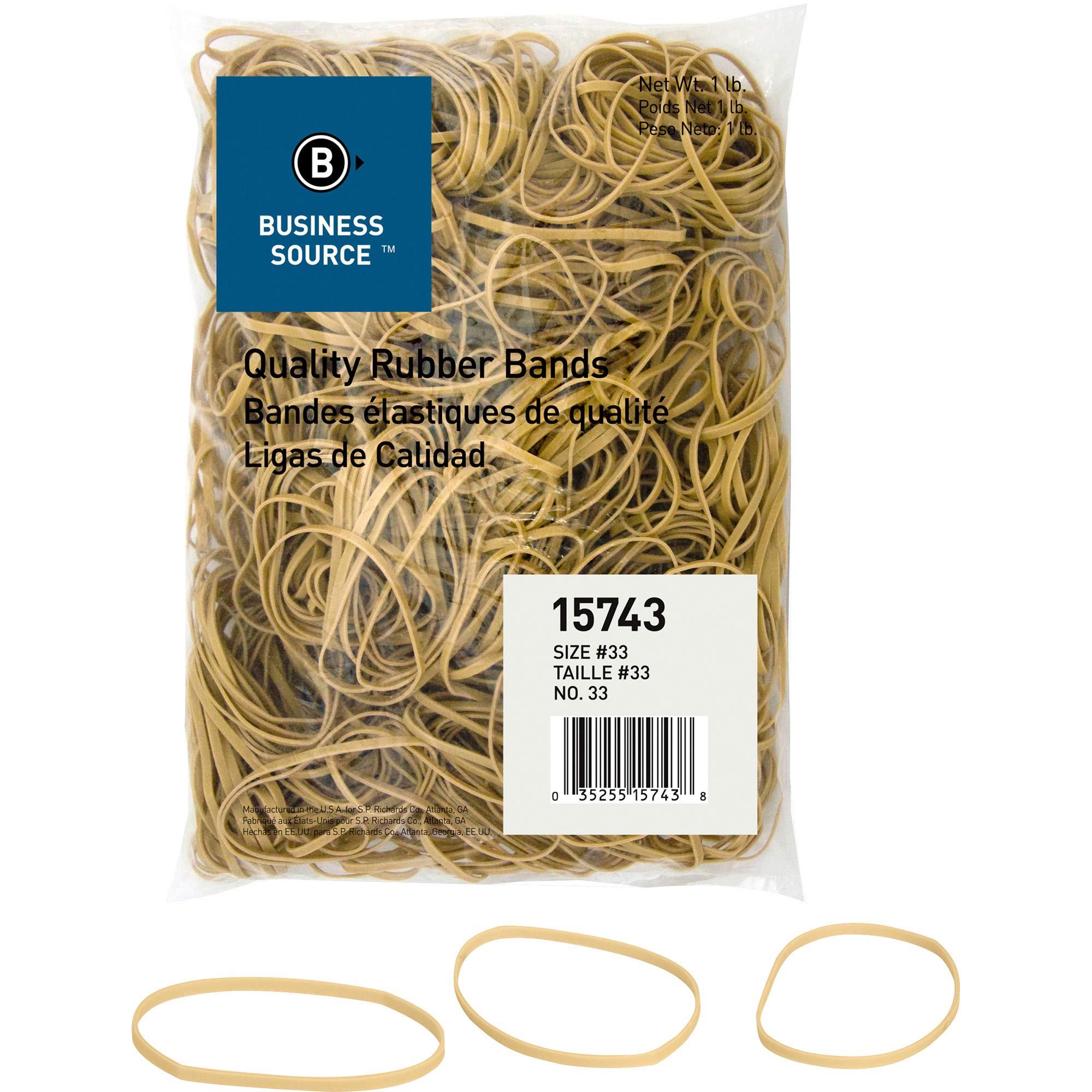 Business Source Quality Rubber Bands - Size: #33 - 3.5in Length x 0.1in Width - Sustainable - Rubber - Crepe - 600 / Pack