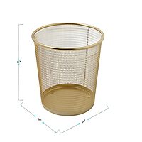 Martha Stewart Ryder Mesh Metal Trash Can, 4.5 Gallon, Gold