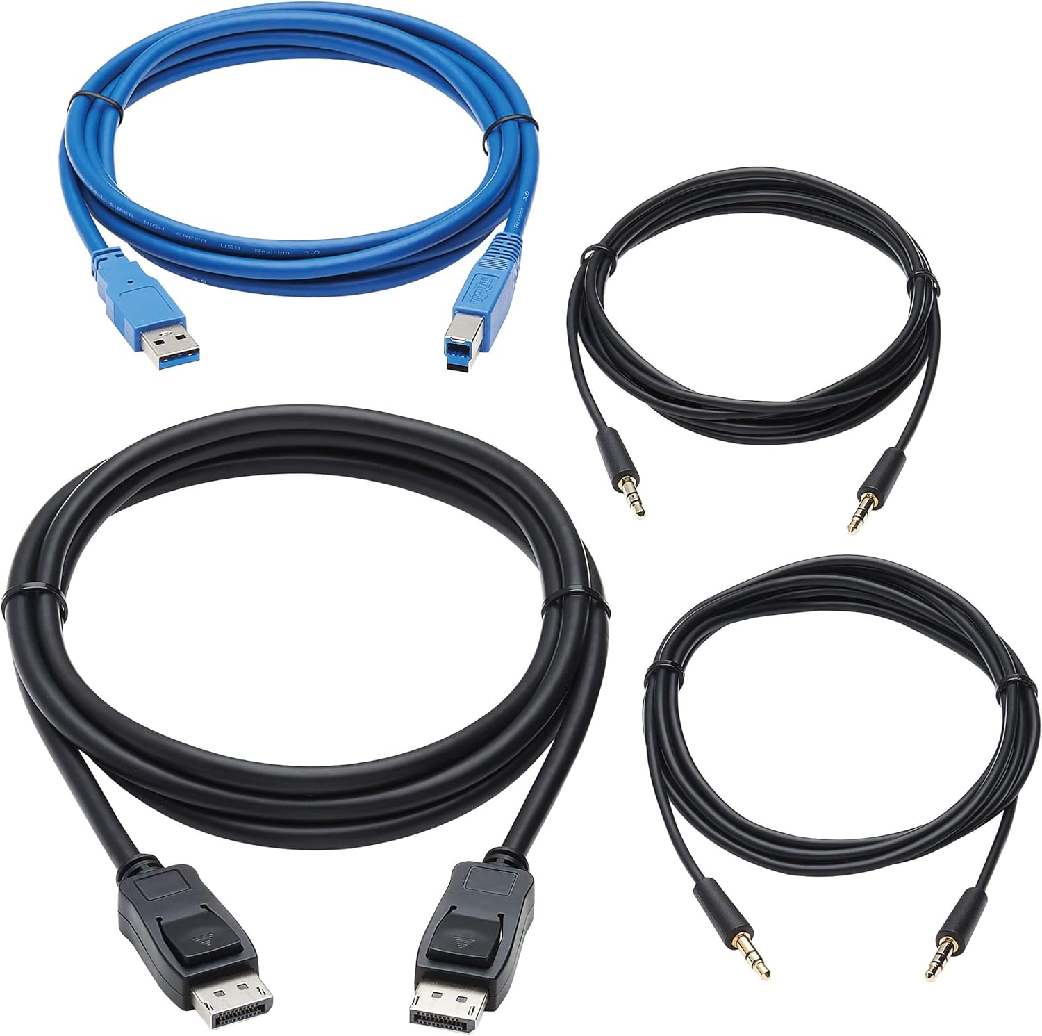 Tripp Lite DisplayPort KVM Cable Kit, 4K DP, USB 3.2, 3.5 mm Audio Jack, 4 in 1 KVM Cable Set (M/M), 6 ft. (P785-DPKIT06)