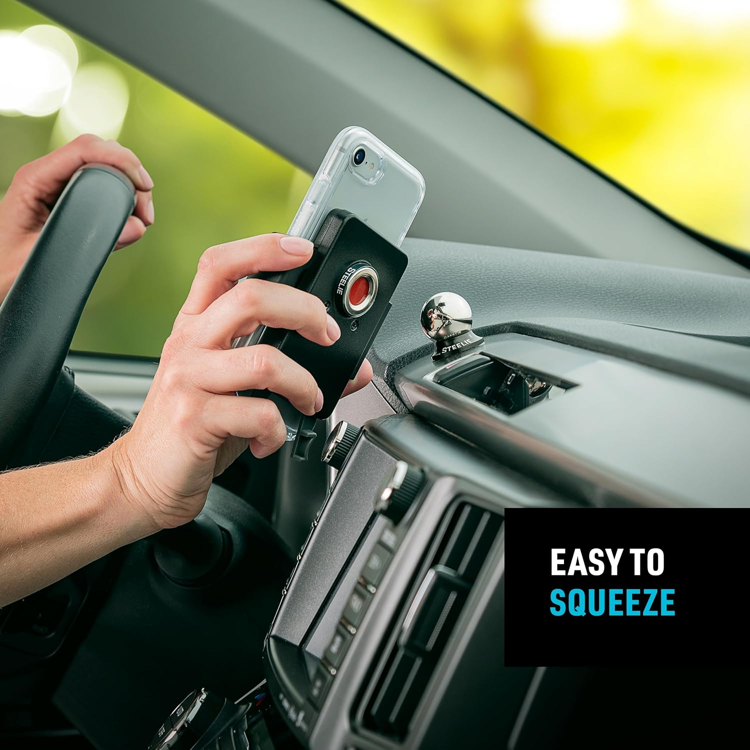 Nite Ize Steelie Squeeze Clamp - Magnetic Cell Phone Holder for Dashboards