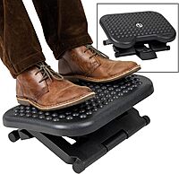 Mind Reader Foot Rest, Under Desk at Work, Ergonomic, Height Adjustable, Office, Plastic, 17" L x 13" W x 6.25" H, Set of 2
