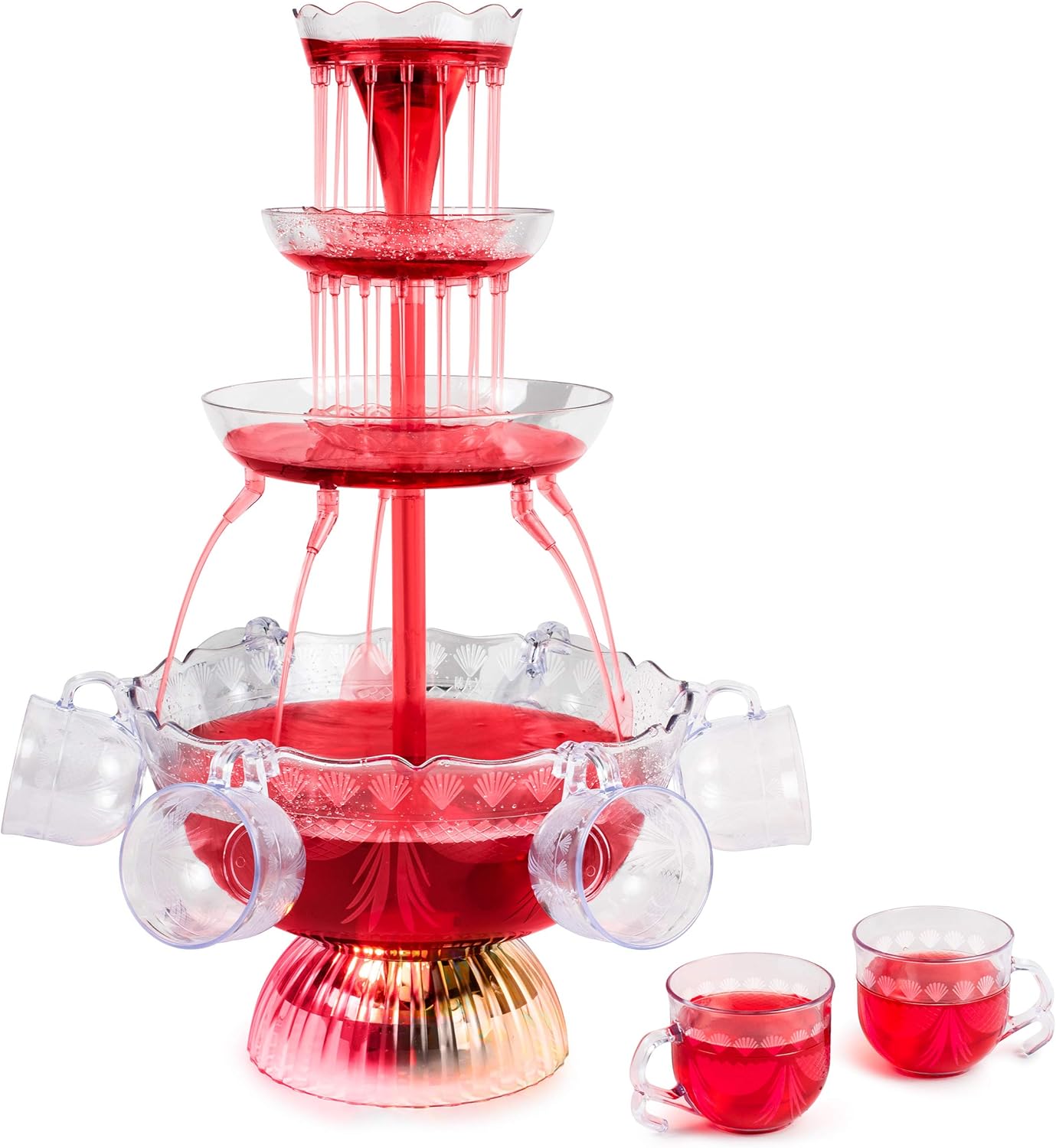 Nostalgia LPF230 3-Tier Lighted Party Fountain, Holds 1.5 Gallons, LED Lighted Base