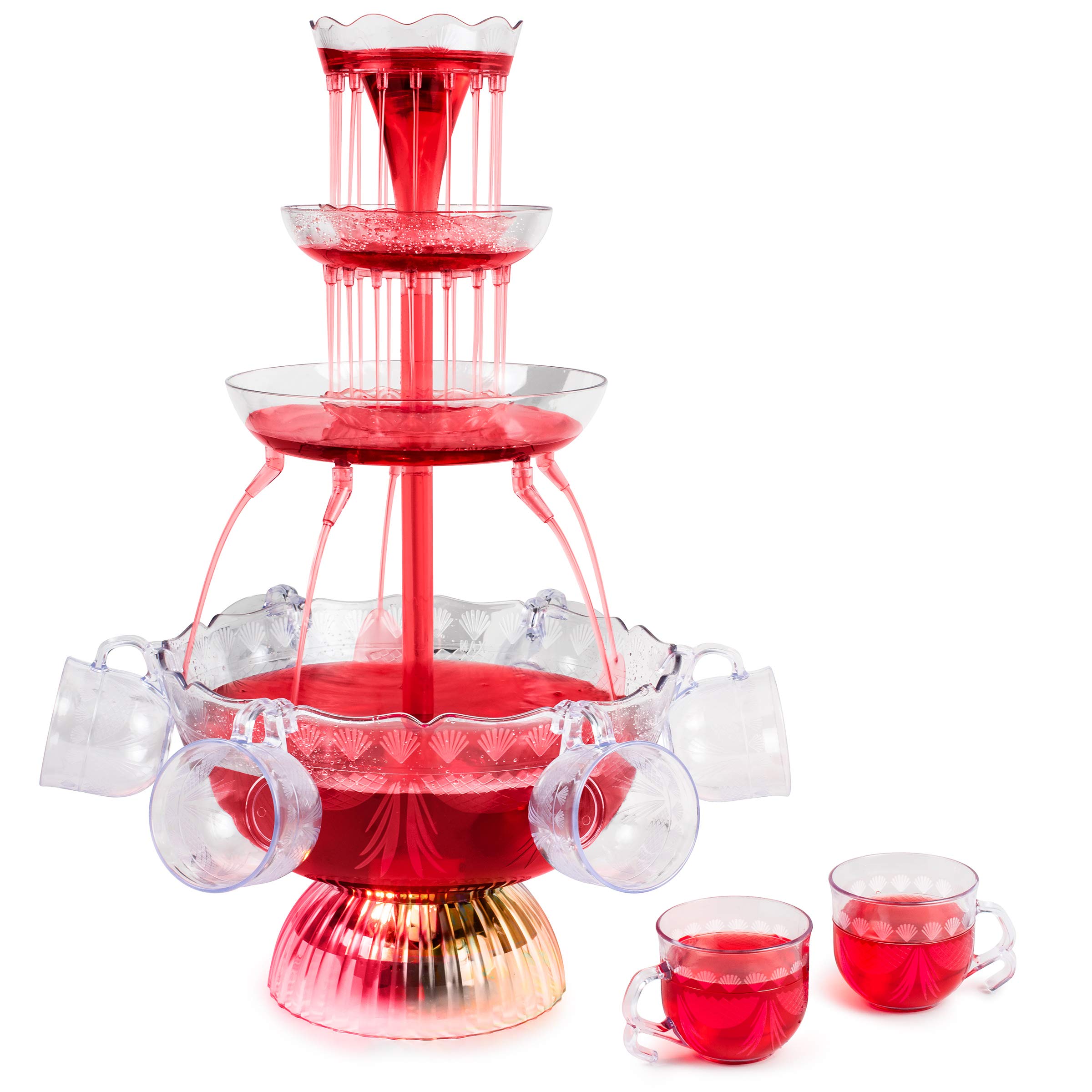 Nostalgia LPF230 3-Tier Lighted Party Fountain, Holds 1.5 Gallons, LED Lighted Base