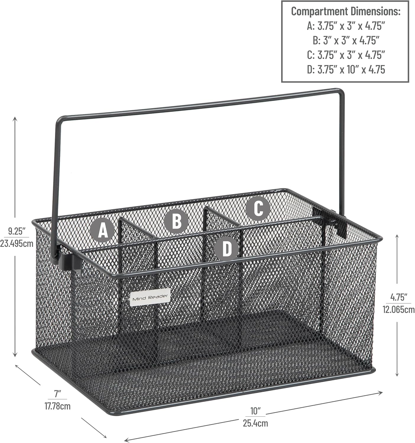 Mind Reader Utensil Holder, Silverware Organizer Caddy, Metal Mesh, 10L x 7W x 4.75H