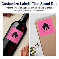 Avery Printable Square Labels, Sure Feed Technology, 3" x 3", Bright Pink Labels, Print-to-The-Edge, Laser/Inkjet Printable, 60 Total, Great for Jars and Packaging 60 labels