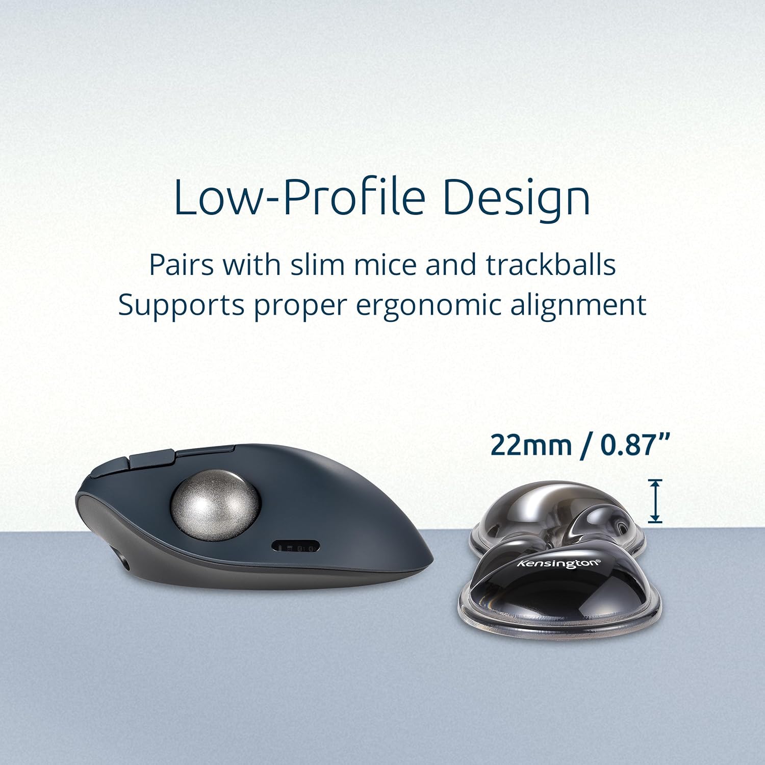 Kensington Slim Duo Gel Wrist Rest for Low-Profile Keyboards, Mice & Trackballs