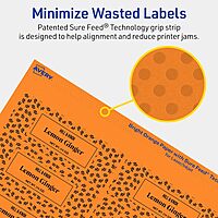 Avery Printable Rectangle Labels, Sure Feed Technology, 1-1/4" x 3-3/4", Bright Orange, Print-to-The-Edge, Laser/Inkjet Printable