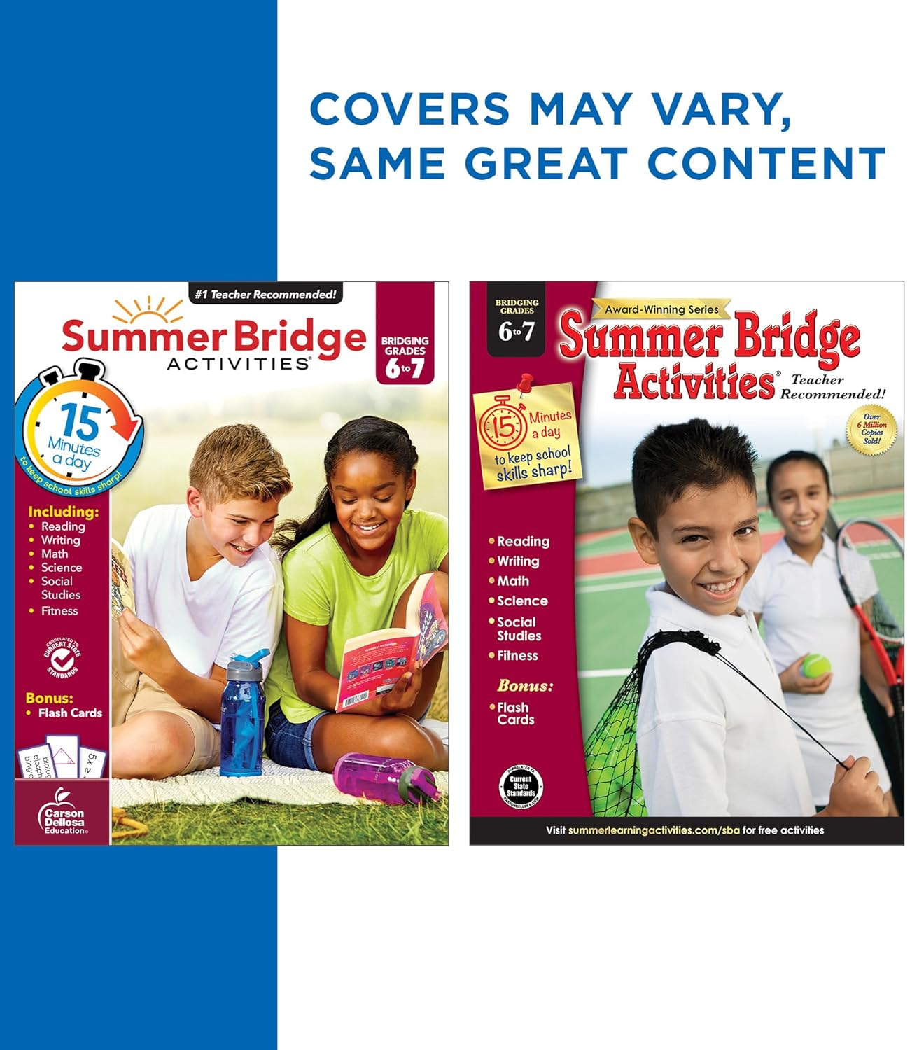 Summer Bridge Activities 6th to 7th Grade Workbooks All Subjects, Middle School Books With Math, Reading Comprehension