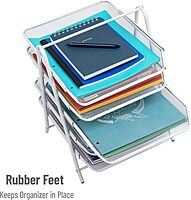 Mind Reader 5-Tier Paper Tray, Desktop Organizer, File Storage, Office, Metal Mesh, 11.75" L x 14" W x 14.5" H, White