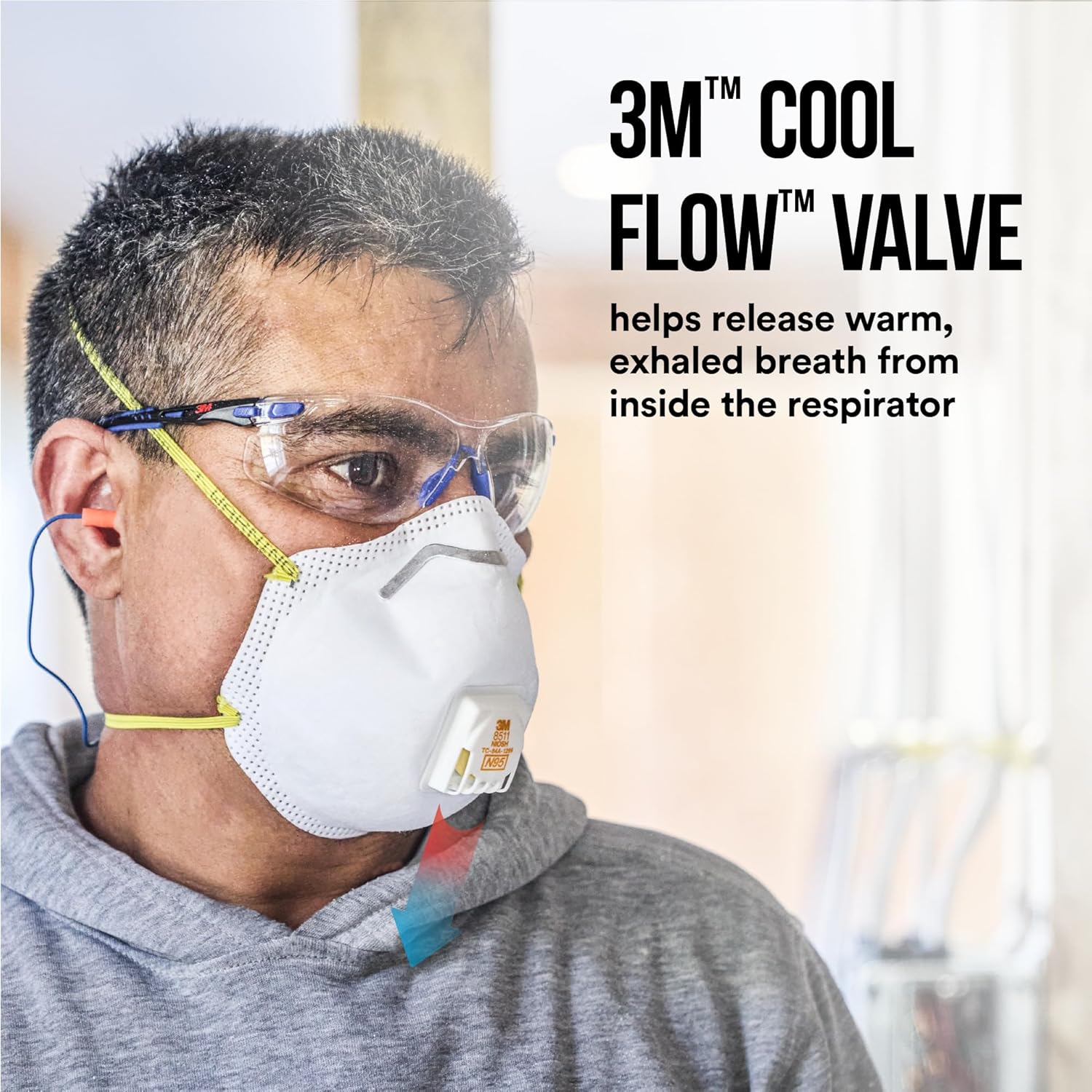3M N95 Respirator 8511, Cool Flow Valve, 10 Pack, NIOSH-APPROVED
