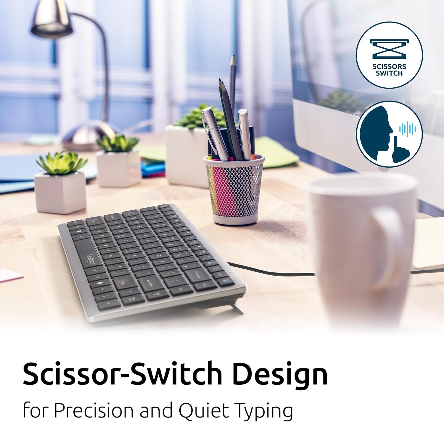 Kensington Compact Keyboard — Quiet Scissor-Switch, Programmable Keys & Copilot Key