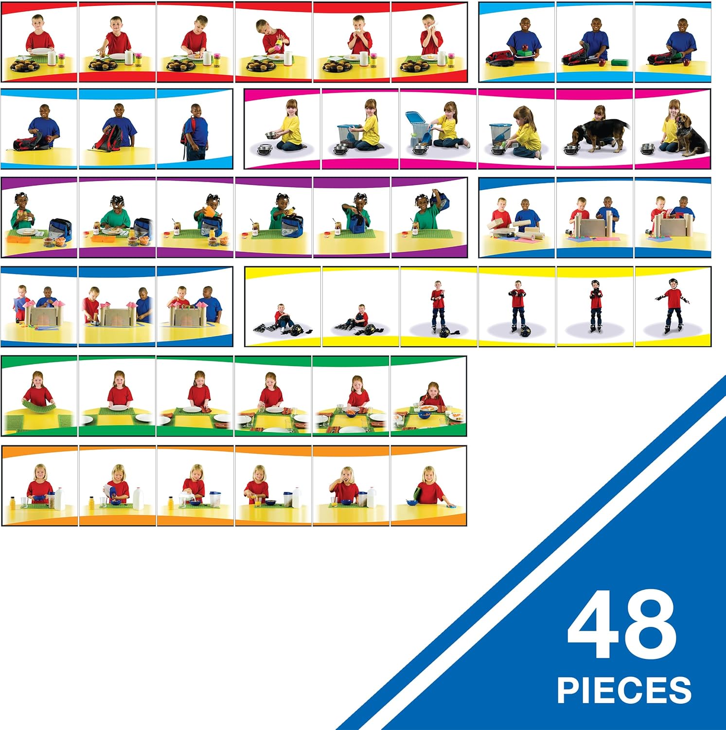 Carson Dellosa Learning to Sequence for Kids Puzzle, 6-Scene Sets With 8 Picture Board Stories