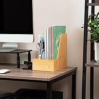 MIND READER Bamboo Desktop Organizer Office Storage