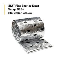 3M Fire Barrier Duct Wrap 615+, Space-Saving, Commercial Kitchen Grease and Ventilation Ducts Applications, 24 in x 25 ft