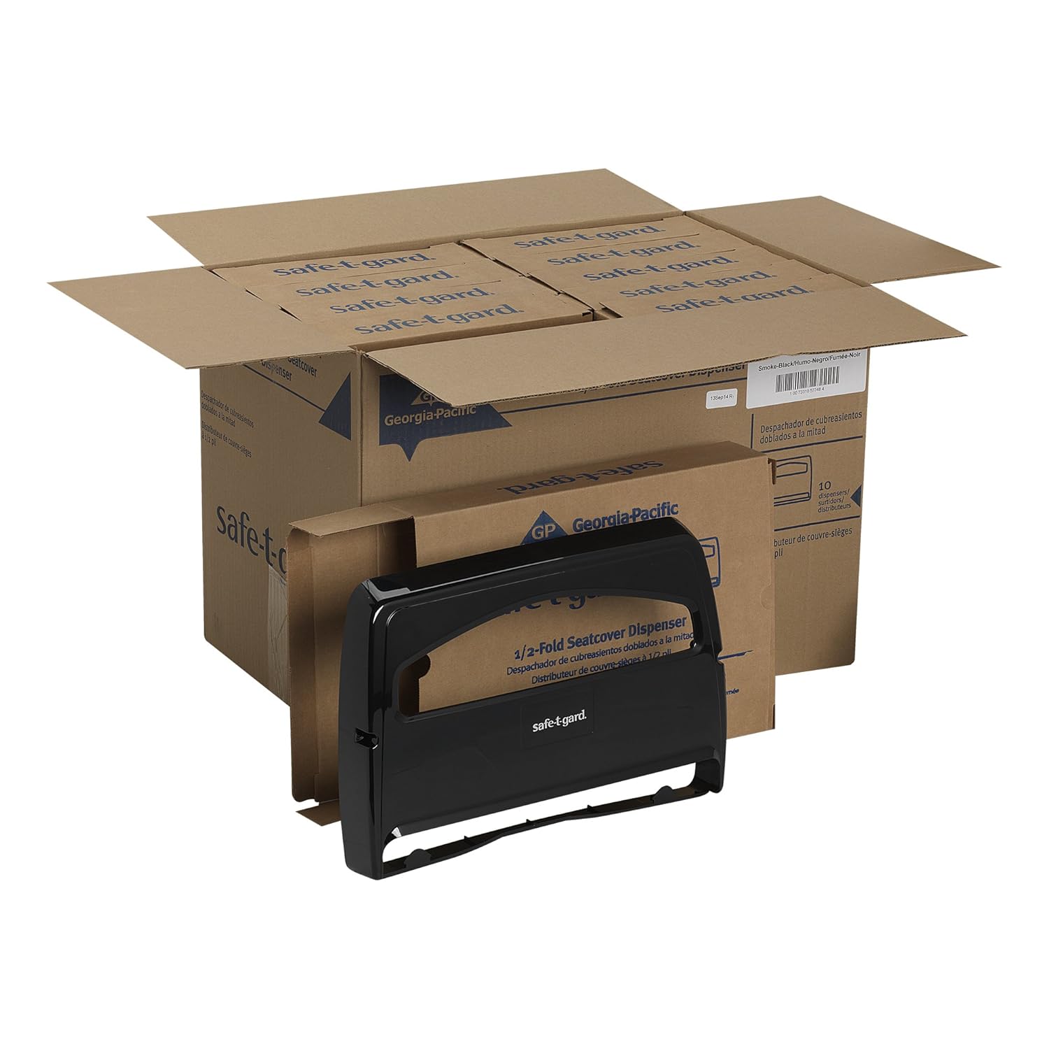Safe-T-Gard 1/2 Fold Toilet Seat Cover Dispenser by GP PRO (Georgia-Pacific); Black; 57748; 16.375" W x 2.500" D x 11.750" H