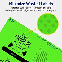 Avery Printable Rectangle Labels, Sure Feed Technology, 3" x 6", Neon Green Labels, Print-to-The-Edge