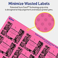 Avery Printable Rectangle Labels, Sure Feed Technology, 2 x 2-5/8, Bright Pink, Laser/Inkjet Printable